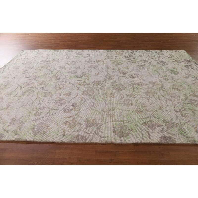 Floral Modern Oriental Area Rug Hand-Knotted Wool Carpet - 7'11"x 11'5"