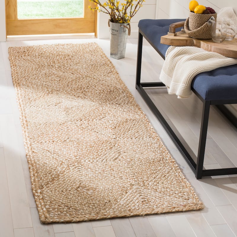 SAFAVIEH Handmade Natural Fiber Rieta Diamond Jute Rug - 2'3" x 8' Runner - Natural