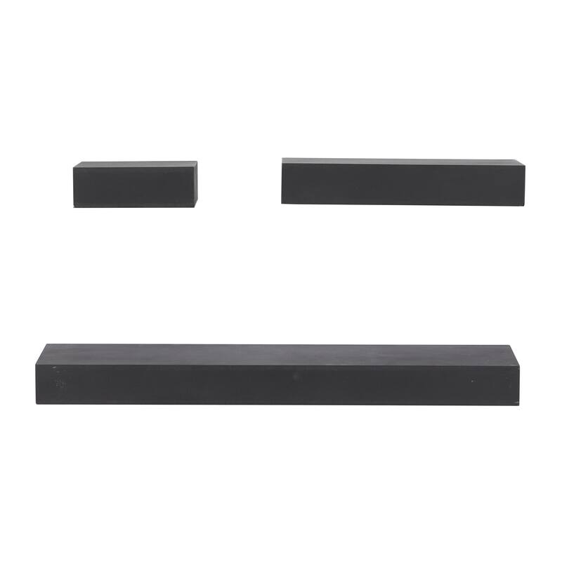 Wood 3 Shelves Wall Shelf - Set of 3 Black or White - CosmoLiving by Cosmopolitan - Black