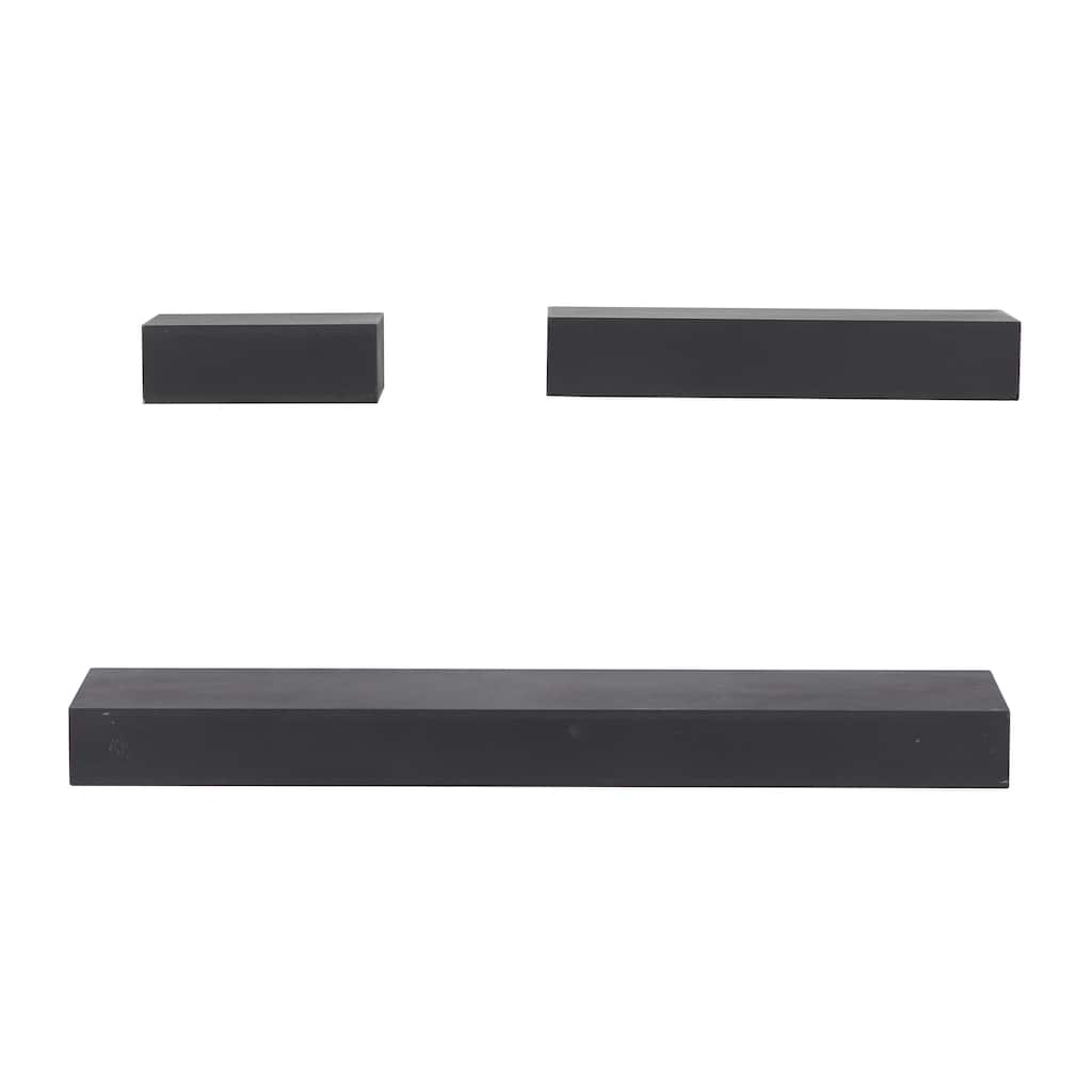 Wood 3 Shelves Wall Shelf - Set of 3 Black or White - CosmoLiving by Cosmopolitan