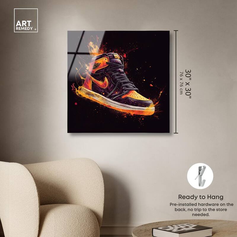 Jumpman on Fire II Acrylic by Art Remedy, Ready to Hang