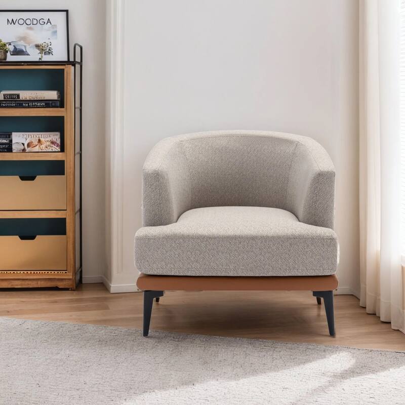 Modern Two-tone Barrel Fabric Chair,Upholstered Round Armchair,Accent Chair