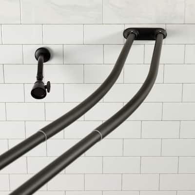 Kingston Brass Oil-rubbed Bronze Curved Adjustable Double Shower Curtain Rod - Brown