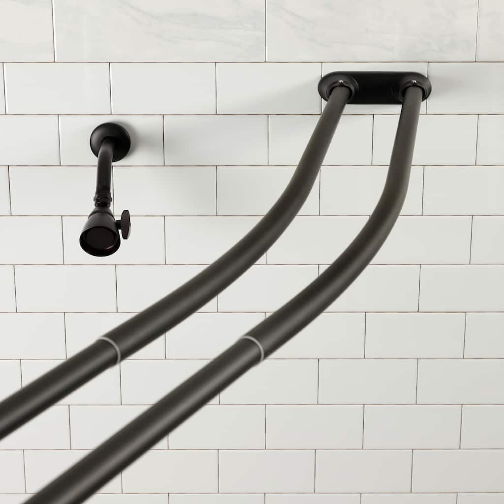 Kingston Brass Oil-rubbed Bronze Curved Adjustable Double Shower Curtain Rod - Brown