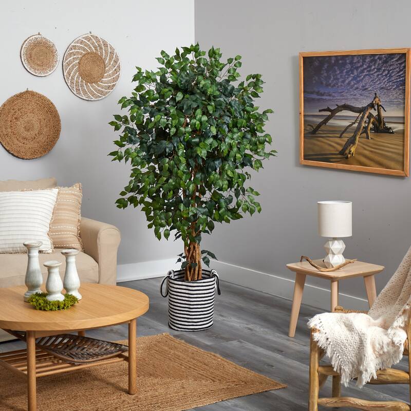 Artificial Tree 5.5Ft Indoor Faux Tree with Planter - Living Room Decor, Bedroom Accent, Compact Tree