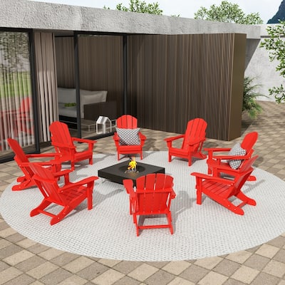 Polytrends Laguna Hdpe All Weather Outdoor Patio Foldable Adirondack Chairs (Set Of 8)