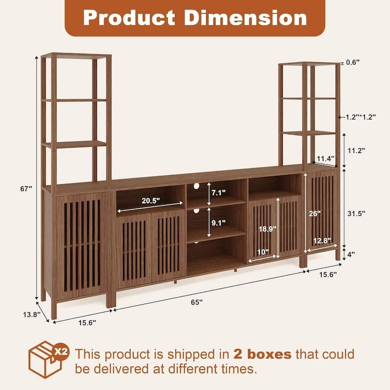 70 Inch TV Stand Entertainment Center with Storage System