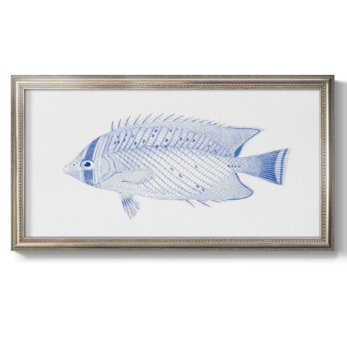 Blue & White Tropical Fish III Premium Framed Canvas- Ready to Hang