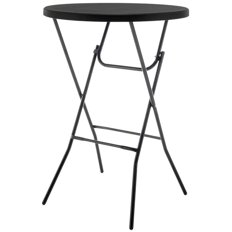 BTEXPERT Black 2.63 Foot Round Plastic Bar Height Folding table For
