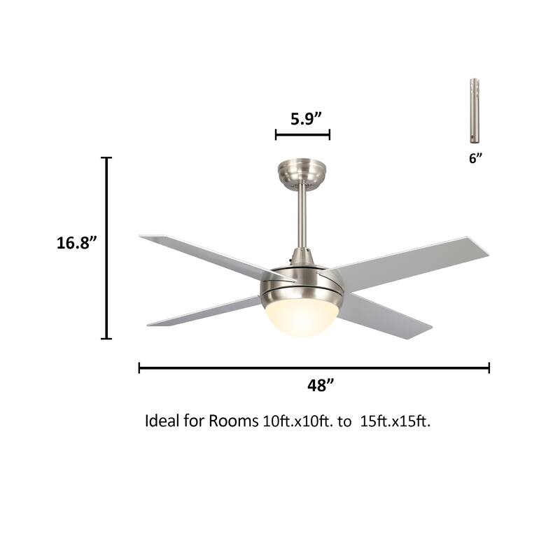 CARRO Norfolk 48" Indoor Smart Ceiling Fan with LED Light and Wall Control