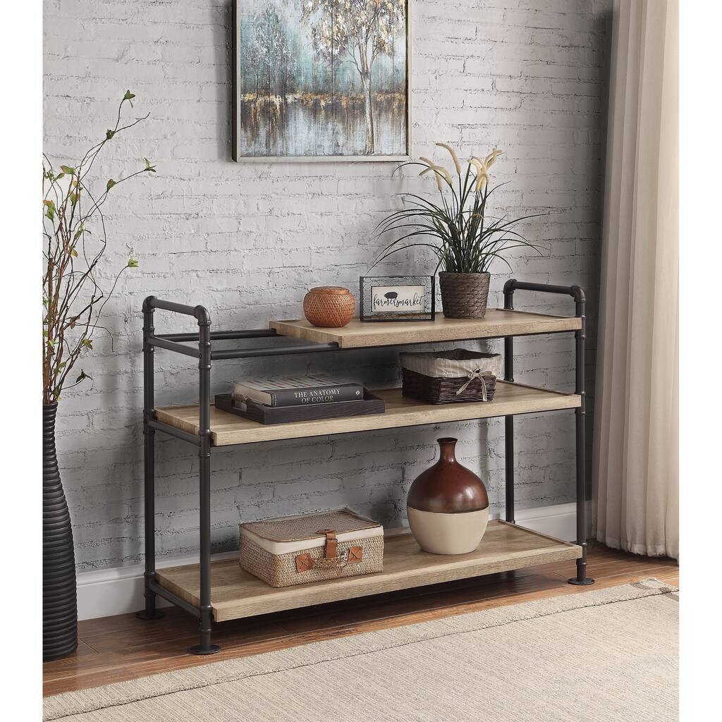 Brantley Oak & Sandy Black Finish Bookshelf