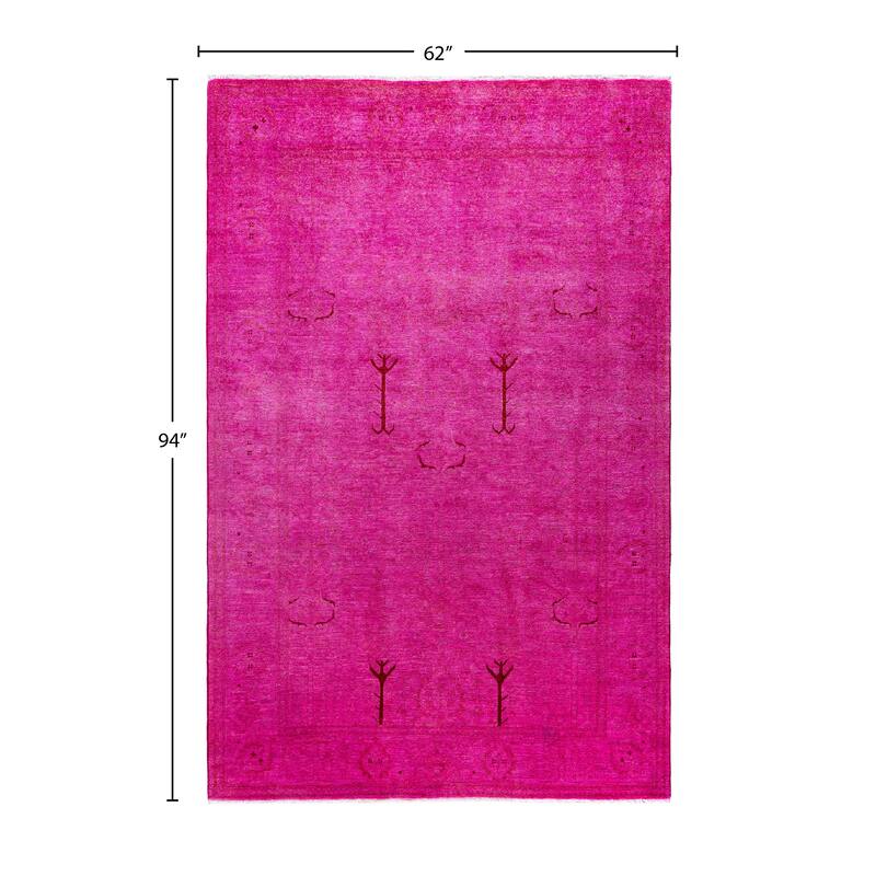 Overdyed One-of-a-Kind Hand-Knotted Area Rug - Pink - 5' 2" x 7' 10"