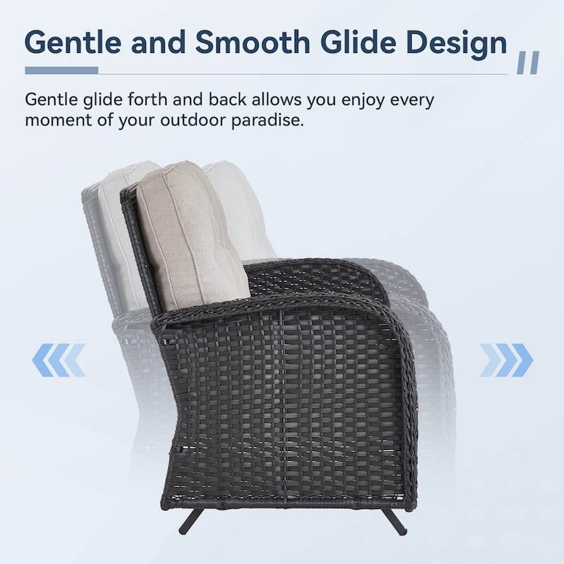 Gymojoy Outdoor Wicker Patio Furniture Loveseat Glider Set