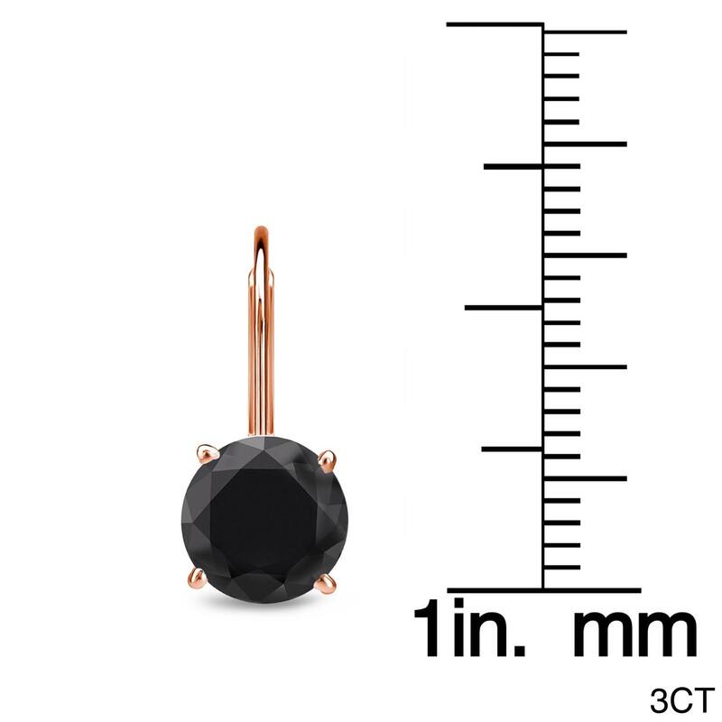 Auriya 1 to 4ctw Round Black Diamond Earrings 14k Rose Gold Lever-back - 3ctw
