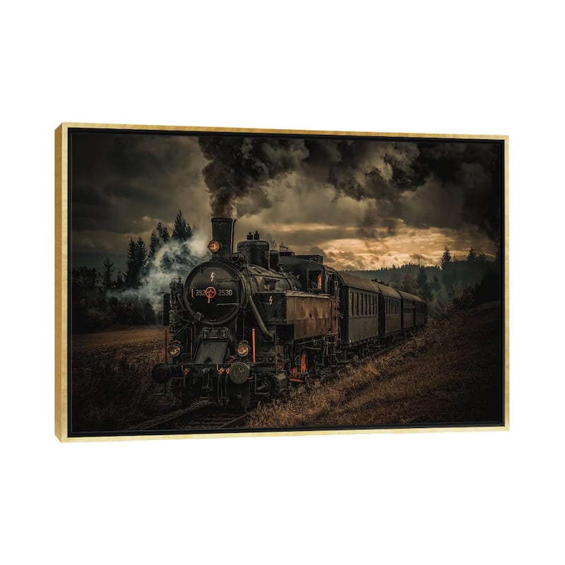 iCanvas "Gold Digger Train" by Hubert Bichler Framed Canvas Print - Gold - 18x26