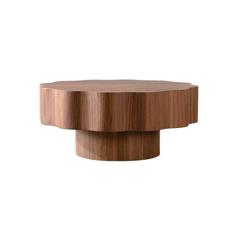 31.5" Irregular Coffee Table for Living Room, MDF Modern Nesting Imitation Wood Grain Coffee Table with Open Storage