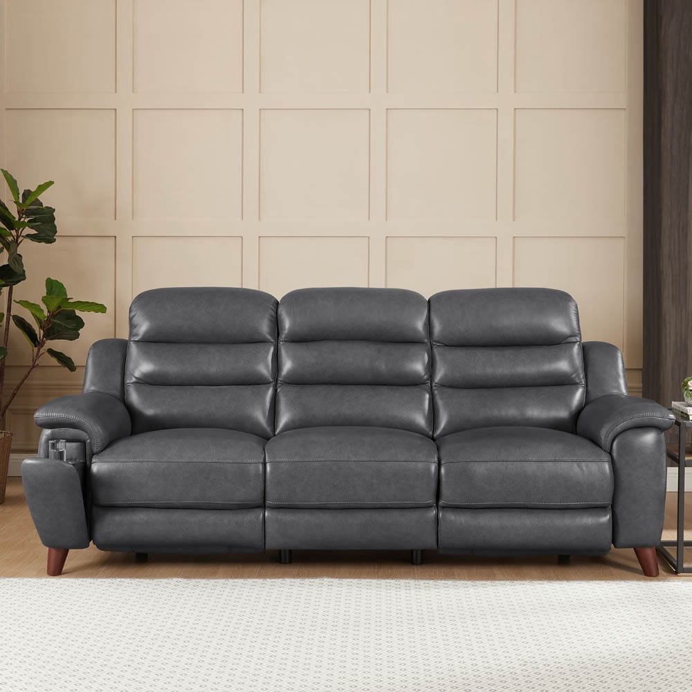 Hydeline Dream Zero Gravity Power Recline and Headrest Top Grain Leather Reclining Sofa