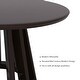 preview thumbnail 11 of 9, Black 31" Round Coffee Table Modern Mid-Century Wood Slatted Base - 19x20
