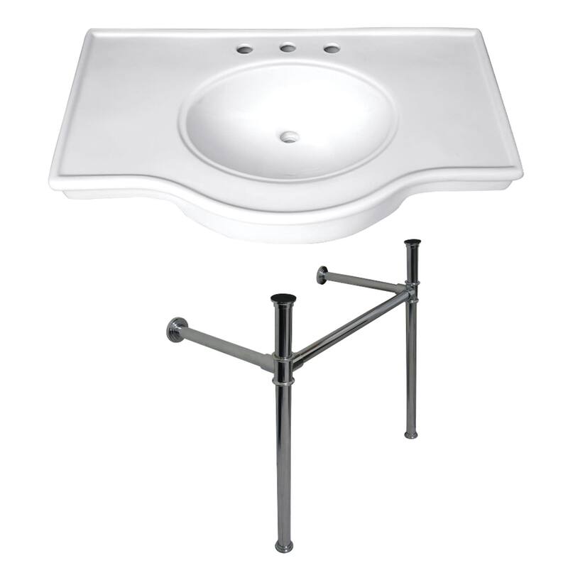 Kingston Brass Templeton 37" Wide Console Sink Set - White / Polished Chrome