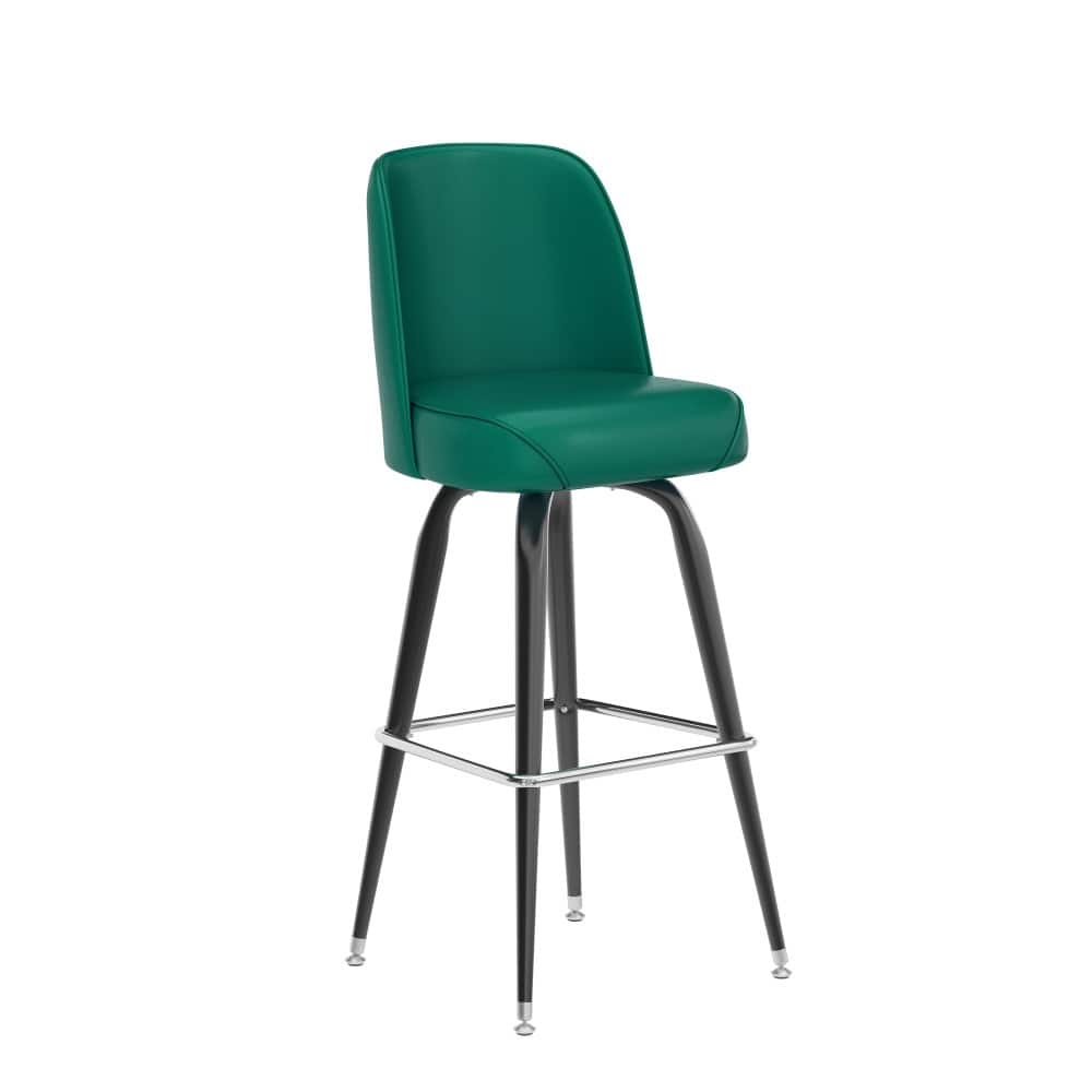 Metal Barstool with Swivel Vinyl Upholstered Bucket Seat and Footrest - 18.5"D x 18.5"W x 42.5"H