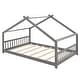 preview thumbnail 41 of 52, Wood Low House Bed with Headboard and Footboard, Montessori Platform Bed Frame for Boys Girls, No Box Spring Needed