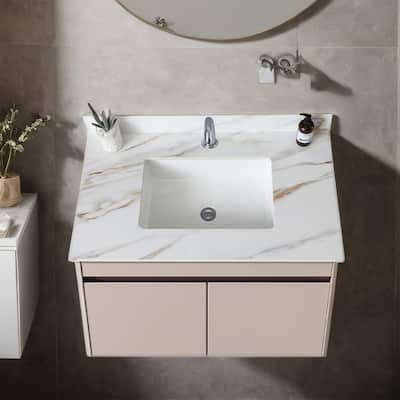 37" Bathroom Marble Undermount Vanity Top with 4" Height Backsplash