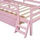 preview thumbnail 22 of 28, Kids Platform Bed House Bed Twin Size Wood Frame with House Roof Headboard, Safety Guardrail, Large Drawer, Star Pattern