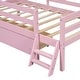 preview thumbnail 7 of 16, Wood Twin Size Solid Pine House Platform Kids Bed Frame with Guardrail and Drawer, Rustic Design, Easy to Assemble, Pink