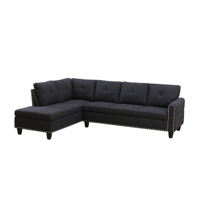 Faux Leather L - Shaped Sectional Set With Cup Holders 2pc
