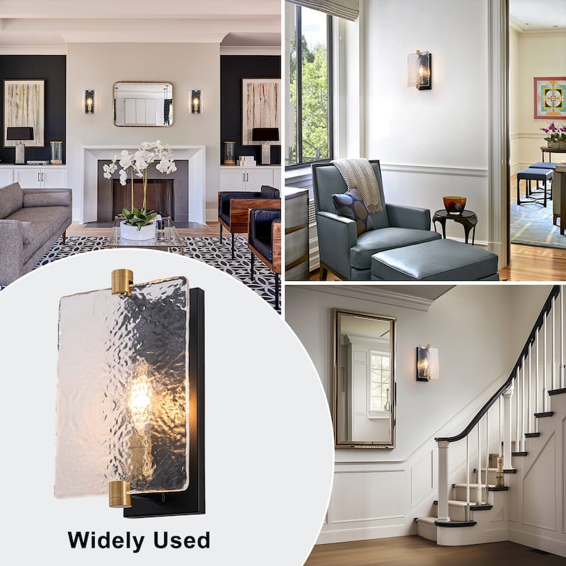 Hammered Glass Wall Sconce Modern Industrial Accent Light