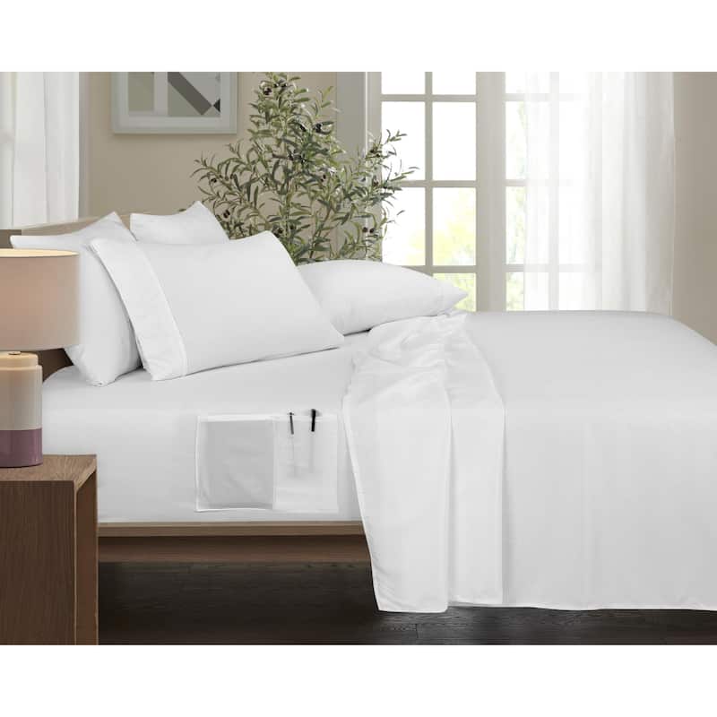 Rayon from Bamboo 6 Piece 1800 Thread Count Smart Pocket Sheet Set - Full - White