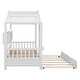 preview thumbnail 12 of 34, Playhouse Design Twin Size House Wooden Bed with Trundle, Modern Design for Kids with Storage Shlef