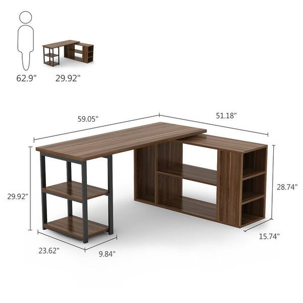 photo Computer Desk With File Drawer And Storage Shelves https www overstock com home garden l shaped 59 inch rotating computer desk with shelves file cabinet 32613881 product html