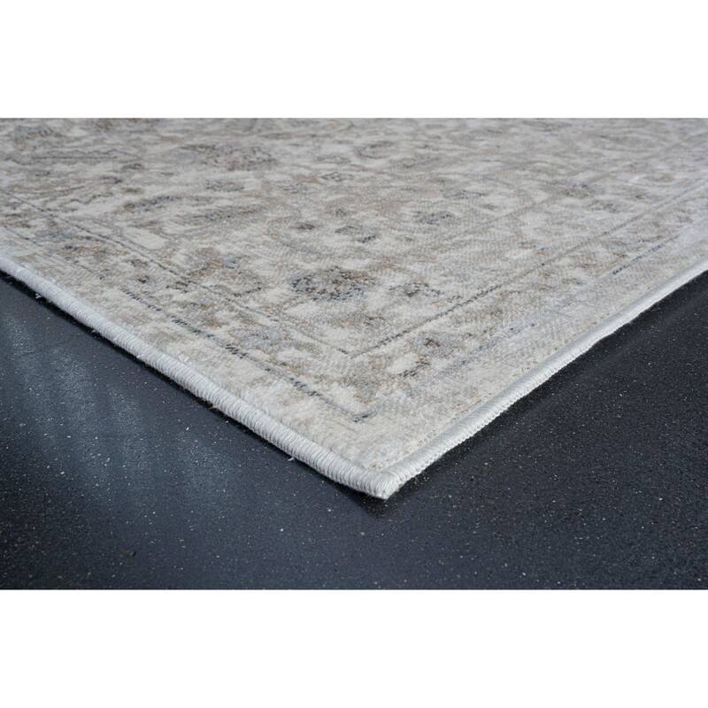 Eno Lyra Ivory, Gray, and Beige Viscose Area Rug - 2' x 6' Runner