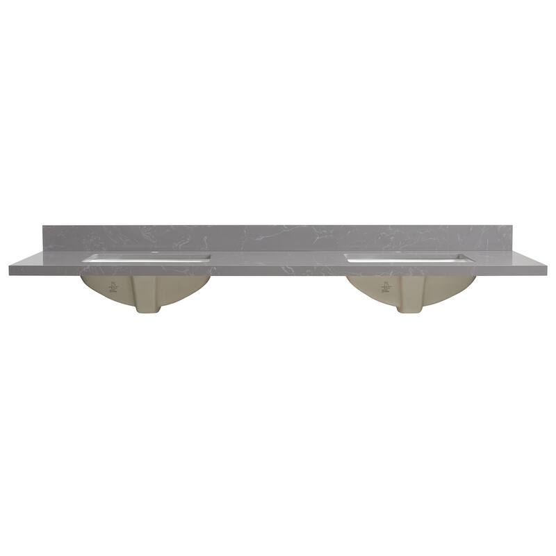 Malaga Composite Stone Vanity Top with White Rectangular Sink