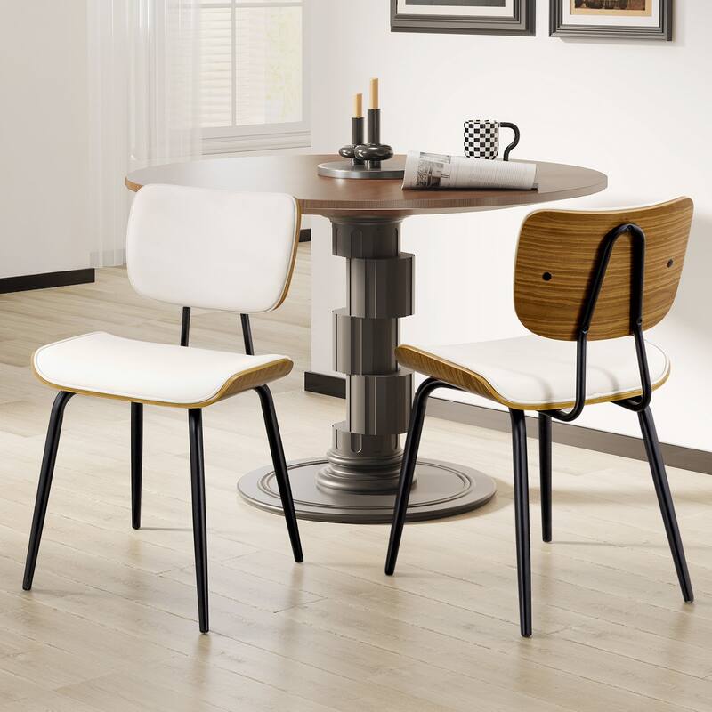 Faux Leather Upholstered Dining Chairs Set of 2/4 - 33.5"H x 19.3"W x 23"D