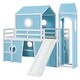 preview thumbnail 8 of 13, Playhouse Twin Size Loft Bed with Slide Pink Tent and Tower