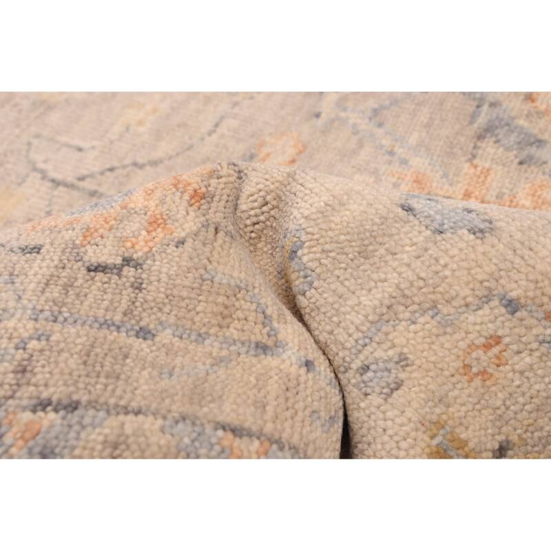 ECARPETGALLERY Hand-knotted Modern Oushak Light Grey Wool Rug - 9'7 x 13'3