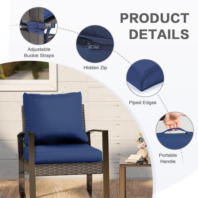 Aoodor Outdoor Chair Cushions Set, Water Resistant Deep Seat Cushions