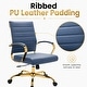 preview thumbnail 5 of 14, Benmar Ribbed PU Leather Office Chair - Ergonomic Swivel Desk Chair - Chrome Gold Steel Base Executive Computer Seat