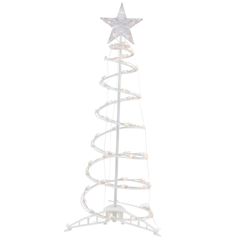 3ft Lighted Spiral Cone Tree Outdoor Christmas Decoration Clear Lights - White