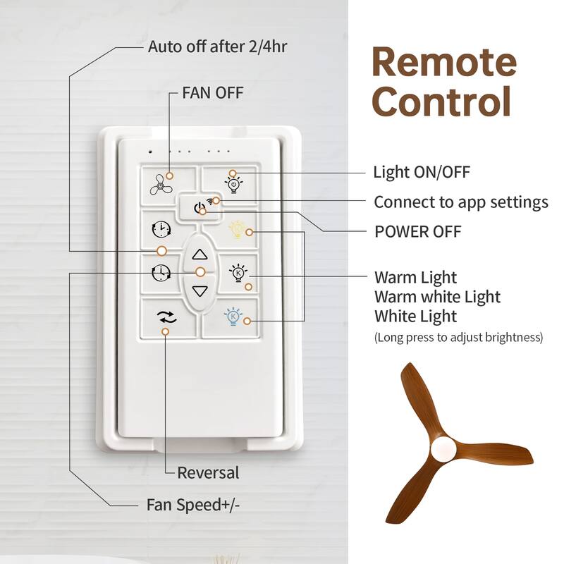 52 Inch Flush Mount Ceiling Fan with Light and Remote, Reversible DC Motor Ceiling Fan for Bedroom Living Room Kitchen