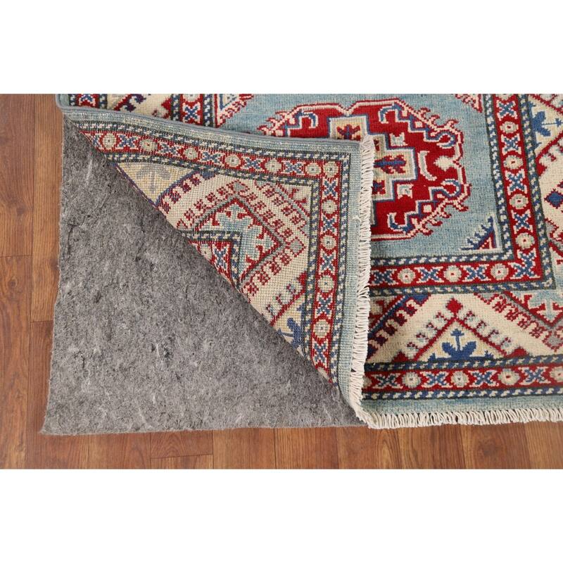 Light Blue Kazak Runner Rug Handmade Wool Carpet - 2'11" x 9'7"