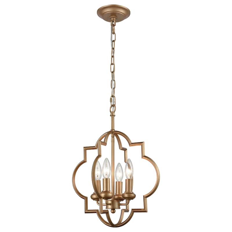 Chandette 14-inch Wide 4-Light Chandelier in Aged Silver - 14in W x 14in D x 18in H - Gold