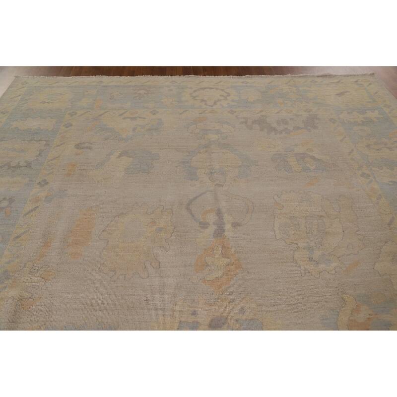 Vegetable Dye Oushak Oriental Area Rug Handmade Wool Carpet - 9'3"x 11'10"