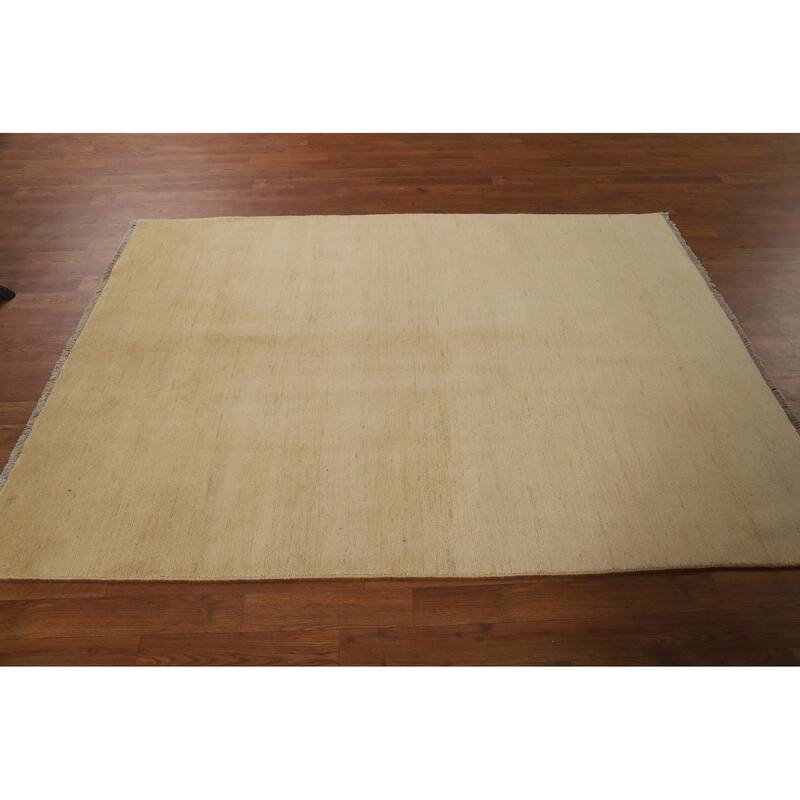 Modern Gabbeh Oriental Rug Handmade Beige Wool Carpet - 4'11"x 6'8"