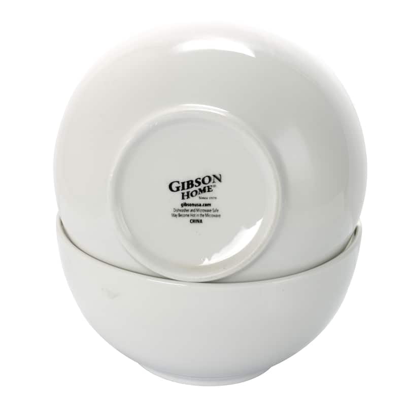 Gibson Home 2 Piece 7 Inch Ceramic All-Purpose Round Bowl Set in White