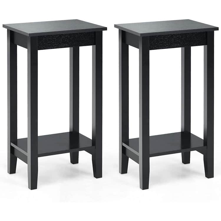 Set of 2 Versatile 2-Tier End Table with Storage Shelf - 16"x11.5" x 29" (L x W x H)