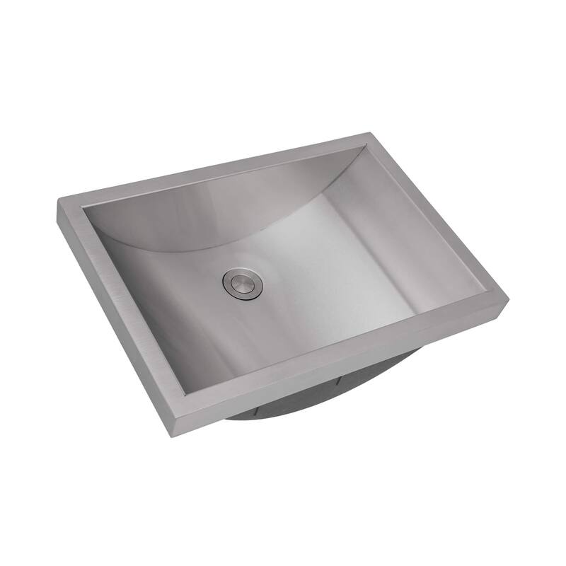 Ruvati 20 x 14 inch Semi-Recessed Drop-in Topmount Brushed Stainless Steel Rectangular Bathroom Sink - RVH6211ST