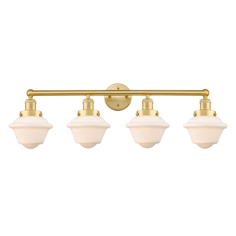 Innovations Lighting Oxford - 4 Light 34" Bath Vanity Light - Satin Gold/Matte White